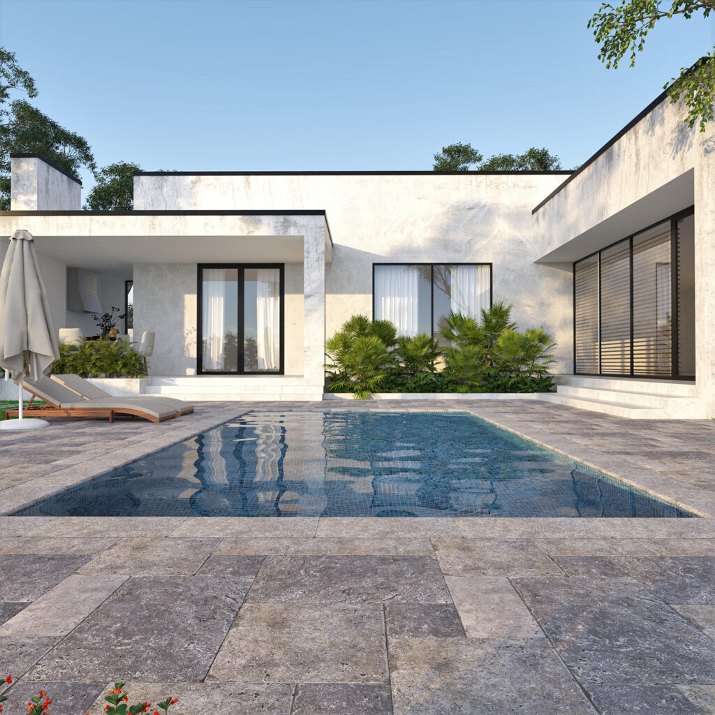 Silver Travertine Pool Pavers 6