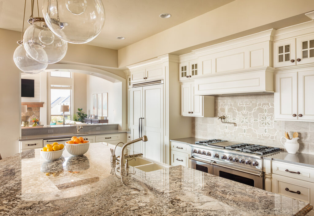 Beautiful Kitchen Countertop, Cabinets, And Island