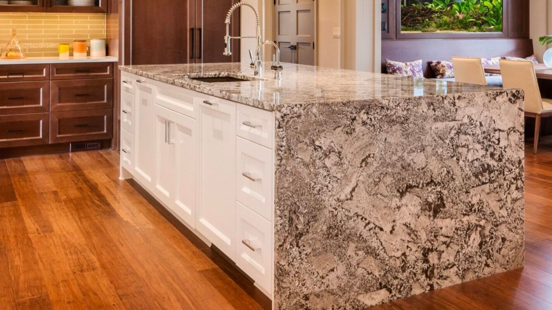 Marble Kitchen Island Wood Floors